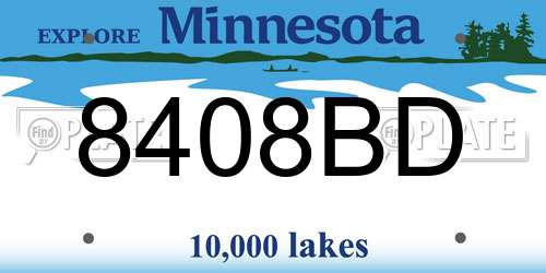 8408BD Minnesota License Plate