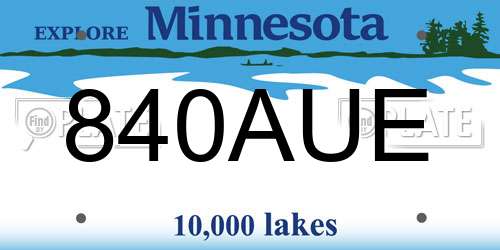 840AUE Minnesota License Plate