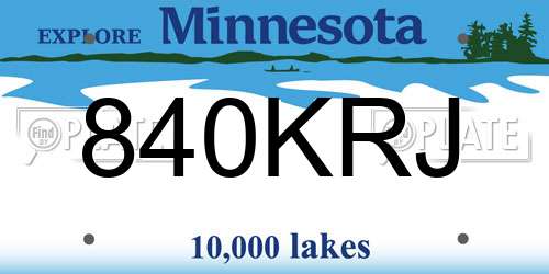 840KRJ Minnesota License Plate