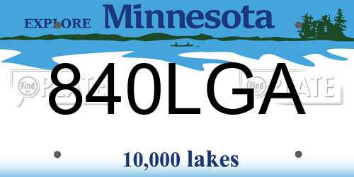 840LGA Minnesota License Plate