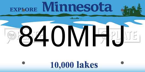 840MHJ Minnesota License Plate