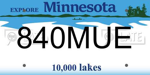 840MUE Minnesota License Plate