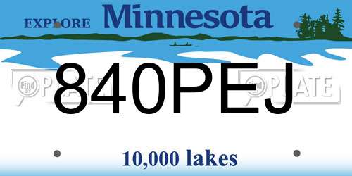 840PEJ Minnesota License Plate
