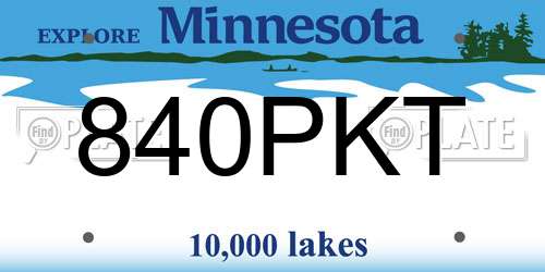 840PKT Minnesota License Plate