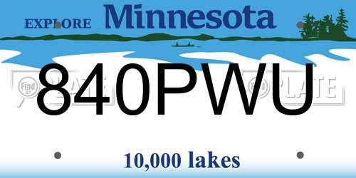 840PWU Minnesota License Plate
