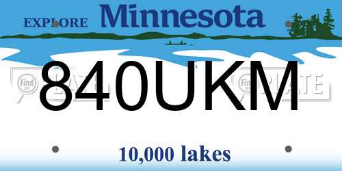 840UKM Minnesota License Plate