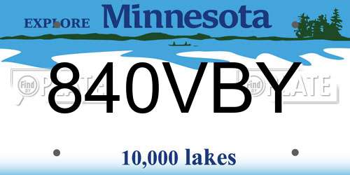840VBY Minnesota License Plate