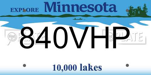 840VHP Minnesota License Plate