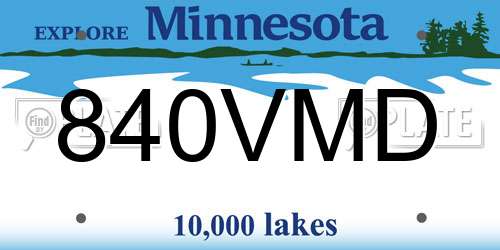 840VMD Minnesota License Plate