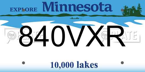 840VXR Minnesota License Plate