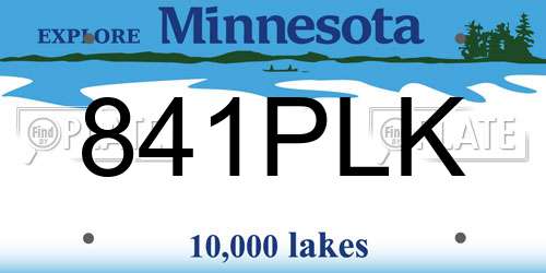 841PLK Minnesota License Plate