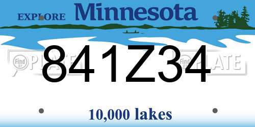 841Z34 Minnesota License Plate
