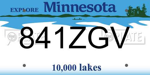 841ZGV Minnesota License Plate