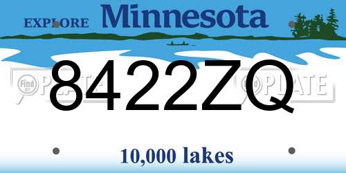 8422ZQ Minnesota License Plate