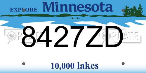 8427ZD Minnesota License Plate