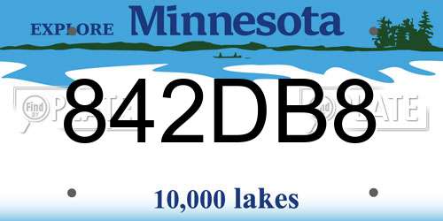842DB8 Minnesota License Plate
