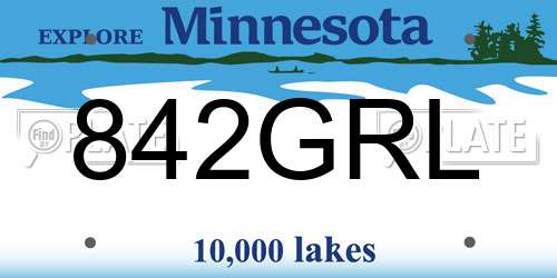 842GRL Minnesota License Plate