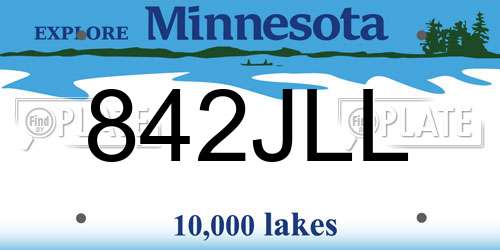 842JLL Minnesota License Plate
