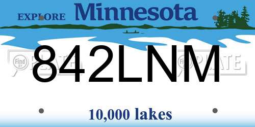 842LNM Minnesota License Plate