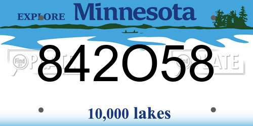 842O58 Minnesota License Plate
