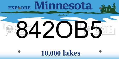 842OB5 Minnesota License Plate