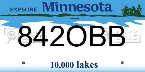 842OBB Minnesota License Plate