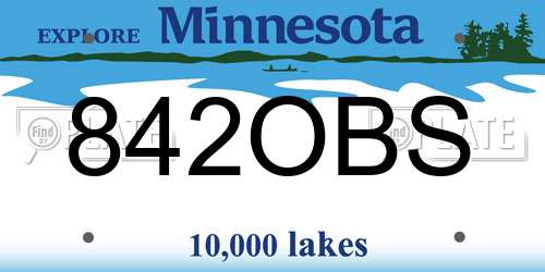 842OBS Minnesota License Plate