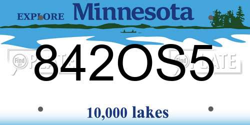 842OS5 Minnesota License Plate