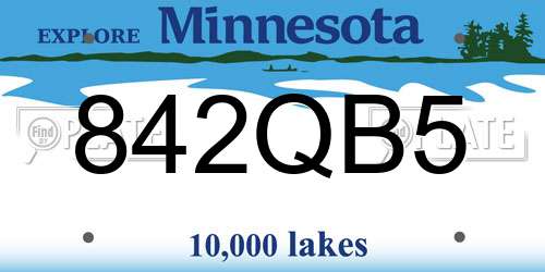 842QB5 Minnesota License Plate