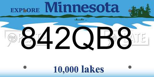 842QB8 Minnesota License Plate