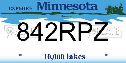 842RPZ Minnesota License Plate
