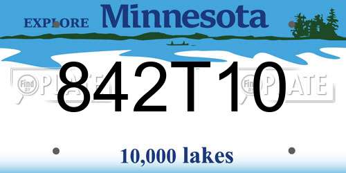 842T10 Minnesota License Plate