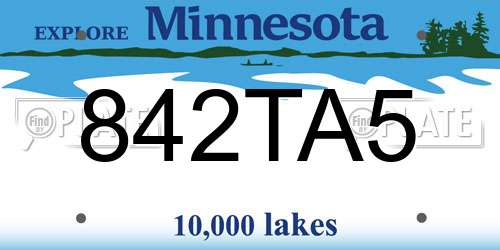 842TA5 Minnesota License Plate