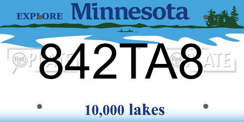 842TA8 Minnesota License Plate