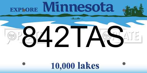 842TAS Minnesota License Plate