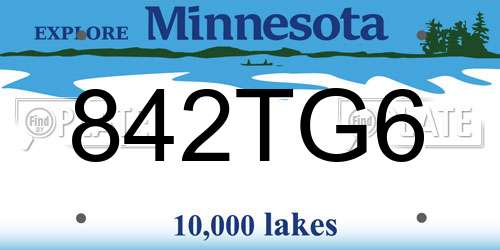 842TG6 Minnesota License Plate