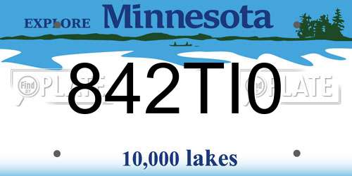 842TI0 Minnesota License Plate