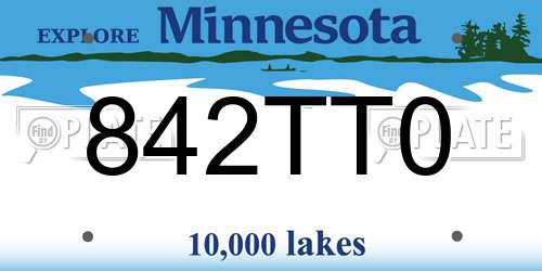 842TT0 Minnesota License Plate