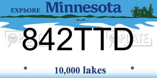 842TTD Minnesota License Plate