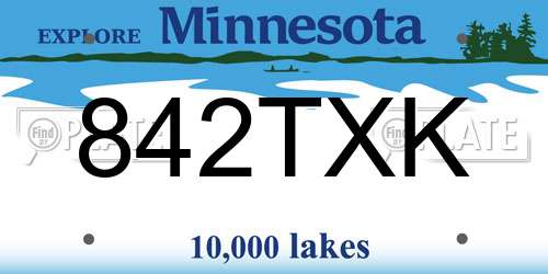 842TXK Minnesota License Plate
