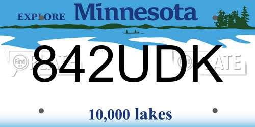 842UDK Minnesota License Plate