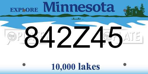 842Z45 Minnesota License Plate