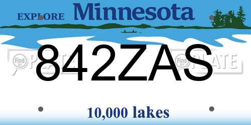 842ZAS Minnesota License Plate