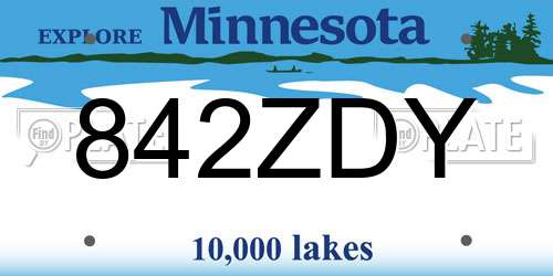 842ZDY Minnesota License Plate