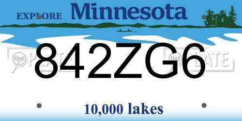 842ZG6 Minnesota License Plate