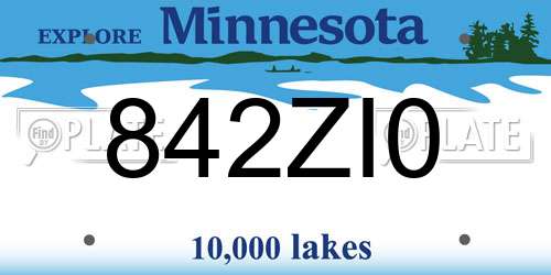 842ZI0 Minnesota License Plate