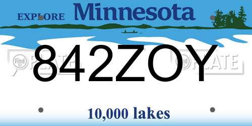 842ZOY Minnesota License Plate