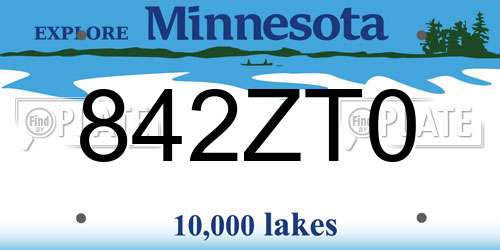 842ZT0 Minnesota License Plate