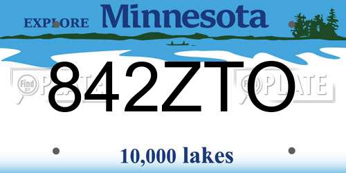 842ZTO Minnesota License Plate