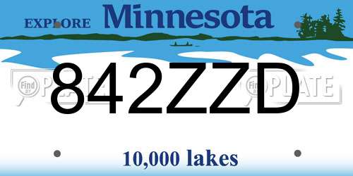 842ZZD Minnesota License Plate
